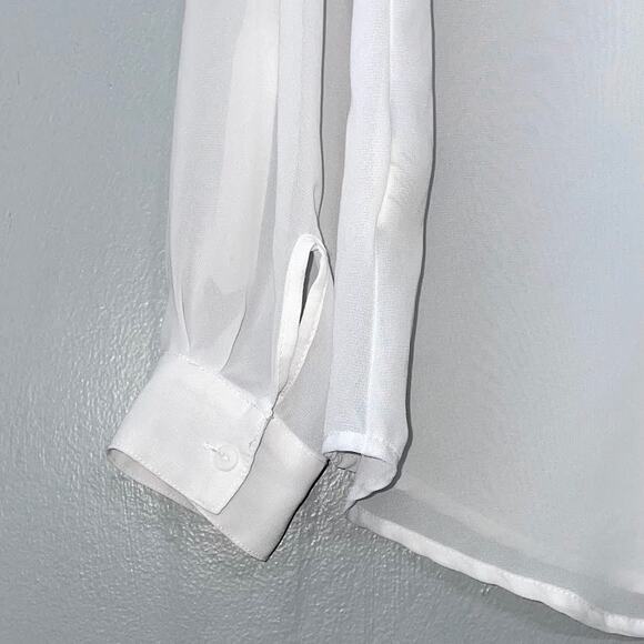 Decree Sheer Button Up Shirt Size Medium Office Siren Ethereal Preppy Y2K Top - Picture 5 of 11